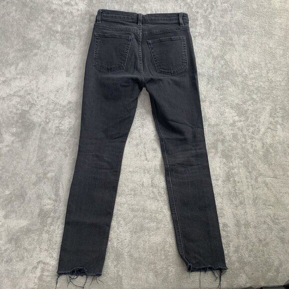 Reformation Jeans Women 26x27” Argentine Black Skinny Raw Hem Stretch Button Fly - Picture 14 of 16